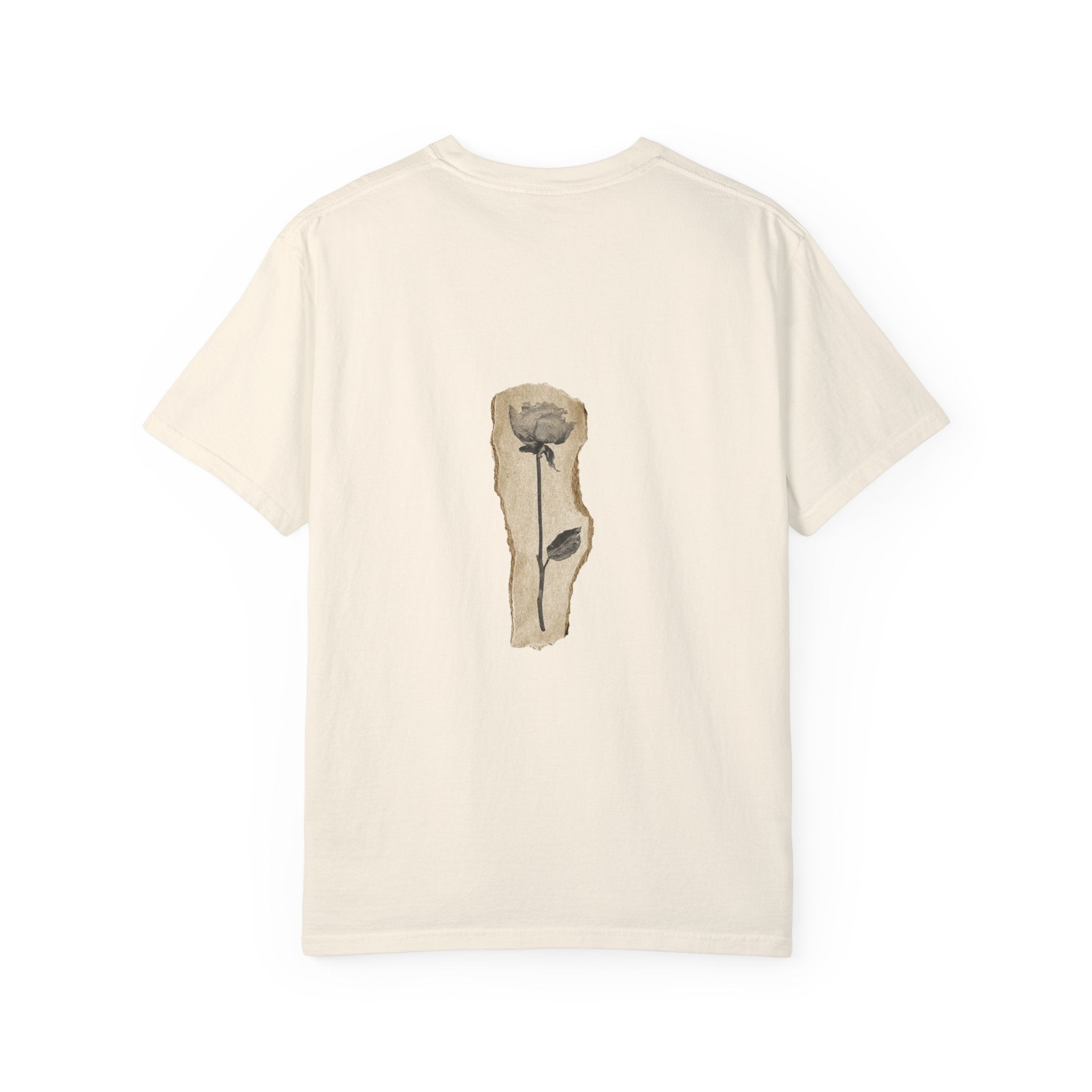 Patch Flower Urdu Quotation Embroidered Design Unisex Garment-Dyed T-shirt