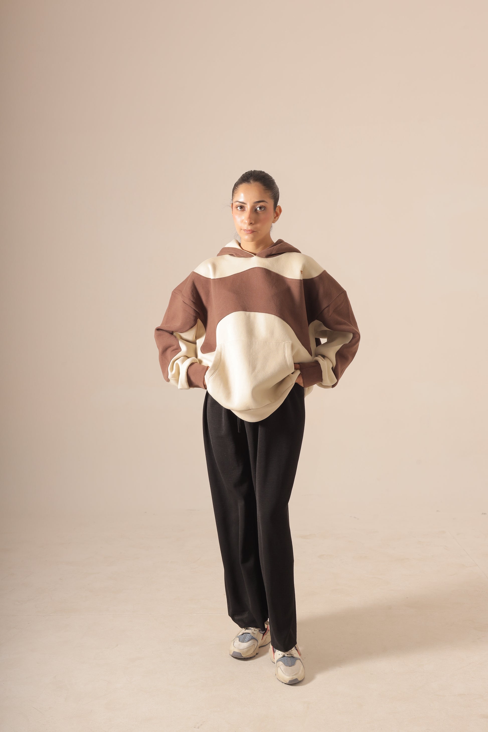 Brown & Beige Unisex Oversize Hoodie V2