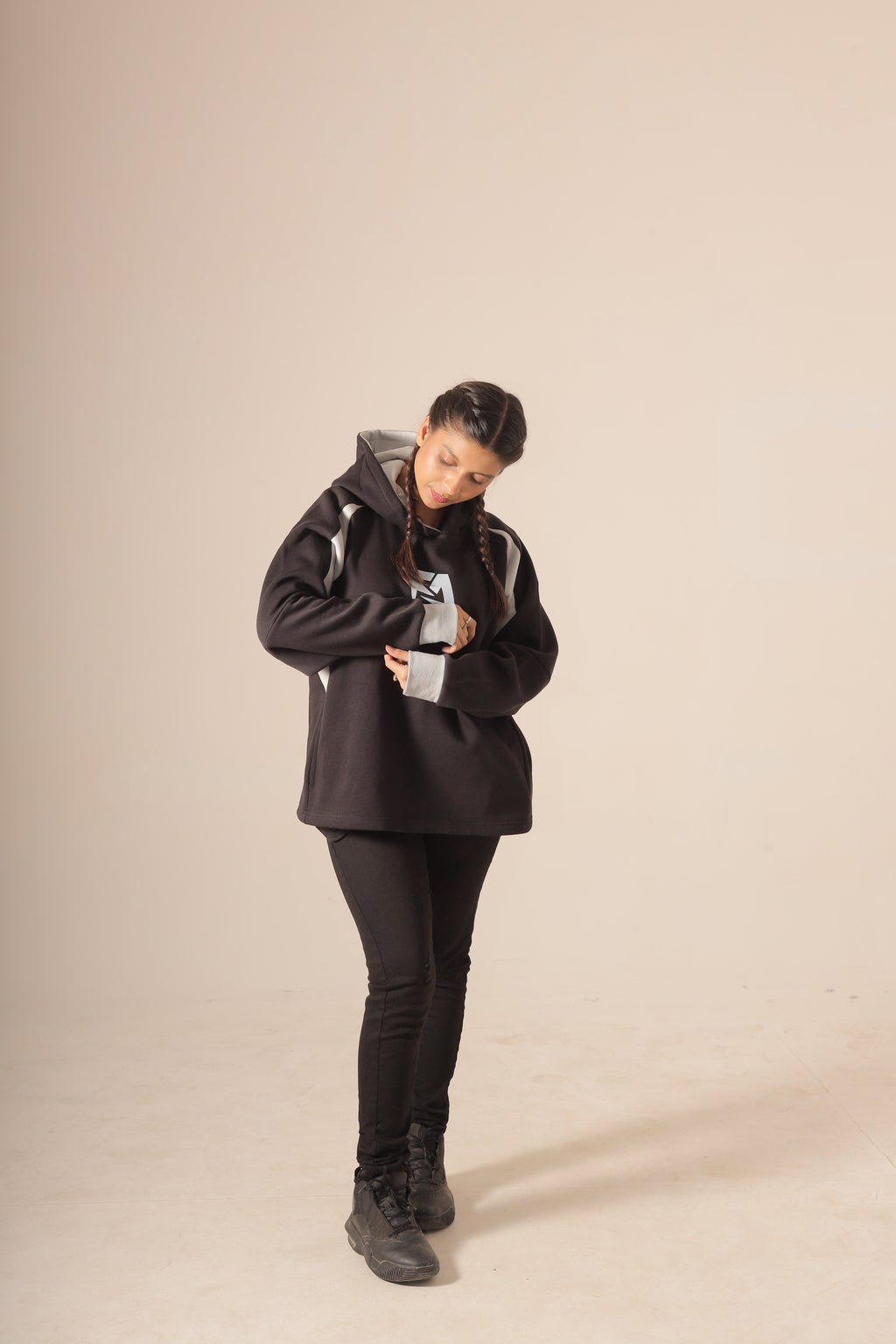 Black & Grey Unisex Oversize Hoodie V2