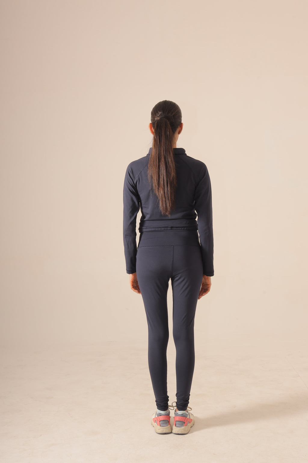 Navy Blue Seamless Crop 1/2 Zip & Leggings Combo